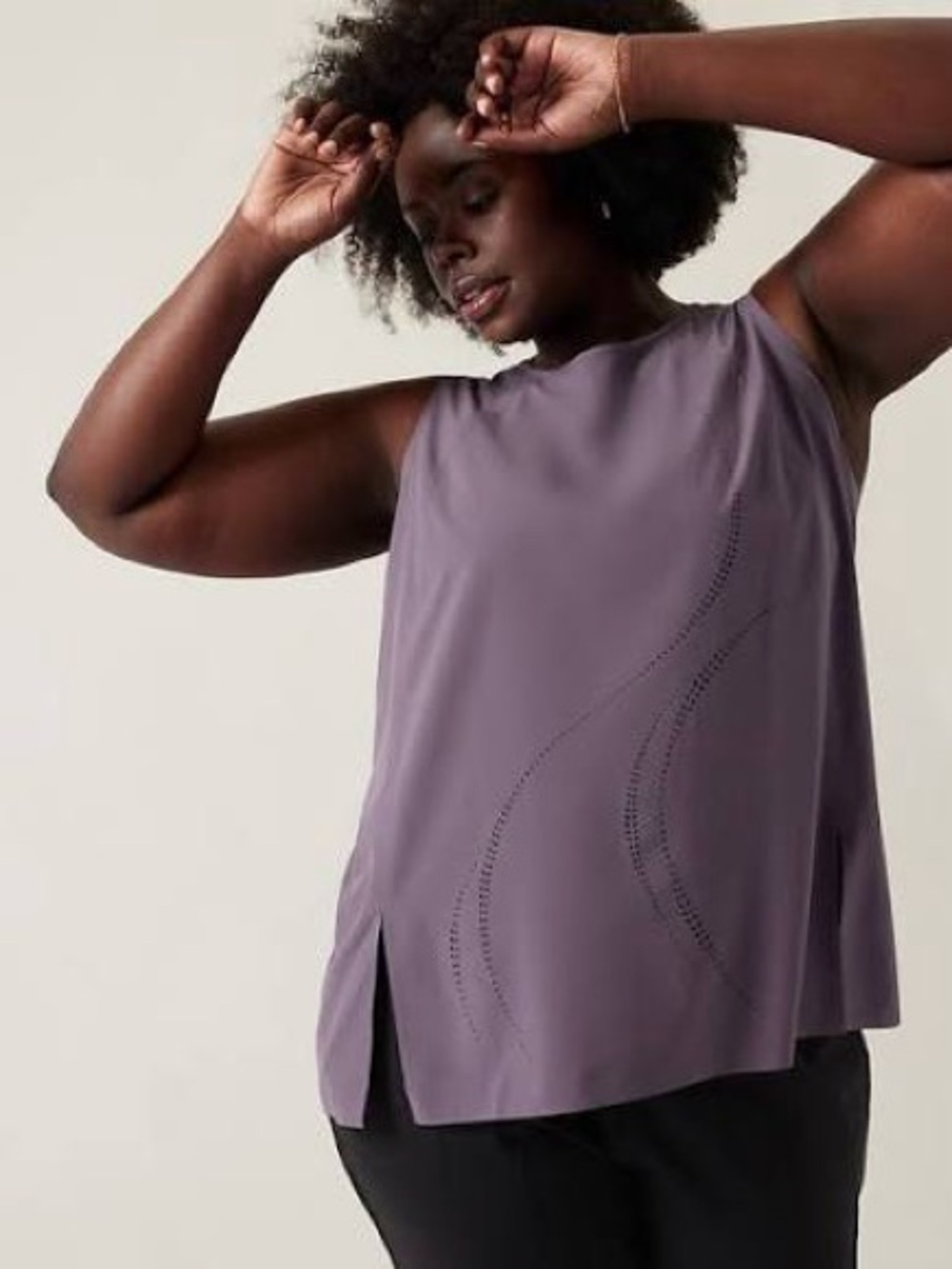 NWOT Athleta Dusty Violet Zephyr Refine Laser-Cut Detail Tank Blouse - 1X